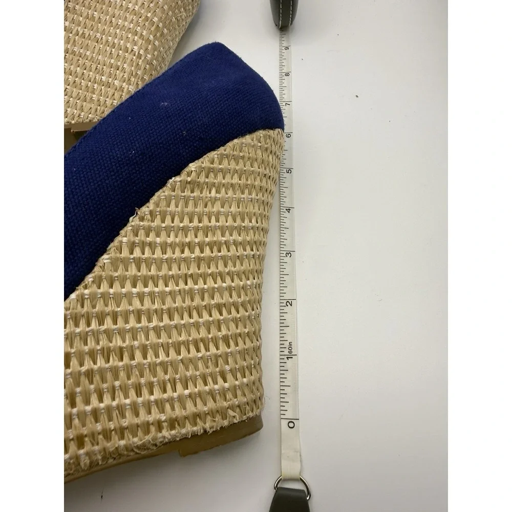 Steve Madden Pamelaa Blue Canvas Espadrille Wedge Heels Size 6.5M Platform